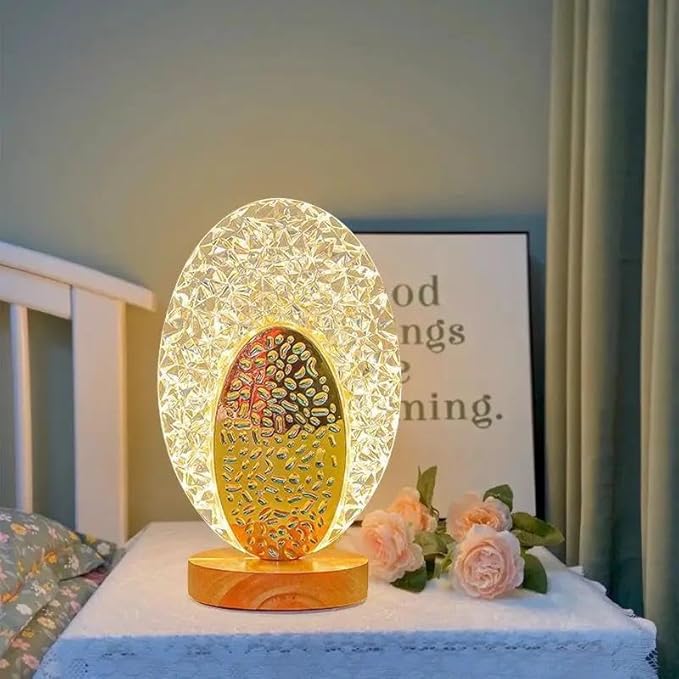 Oval Crystal LED Table Lamp